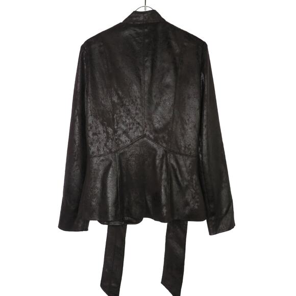 Joseph Ribkoff Chocolate Brown Belted Jacket Faux Suede Size 4 Shimmer - Picture 5 of 10